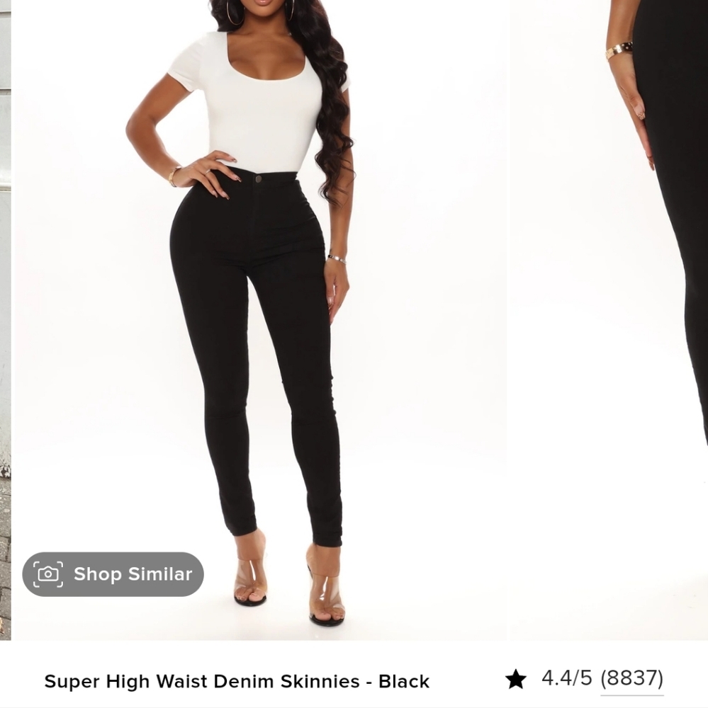Super High Waist Denim Skinnies - Black